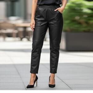 Vintage 90s Charles Klein Leather Pants Womens S Black High Rise Rock Retro Moto